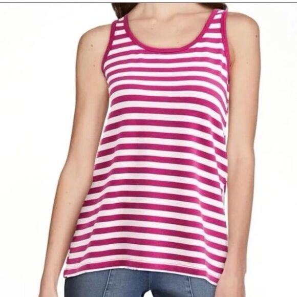Time and Tru Tops - Time and Tru tank top women's size medium 8/10 purple‎ white stripes sleeveless